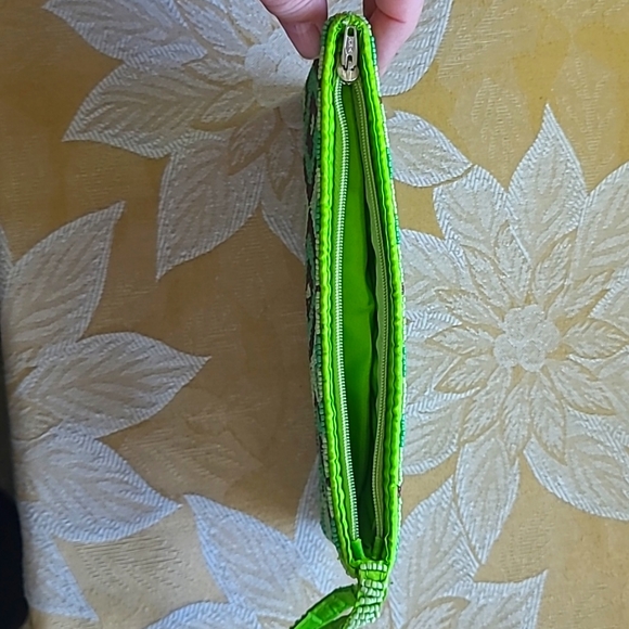 Vintage Beaded Wristlet Green Diamond Embellished Boho Wallet Mini Coin Purse - Picture 6 of 8